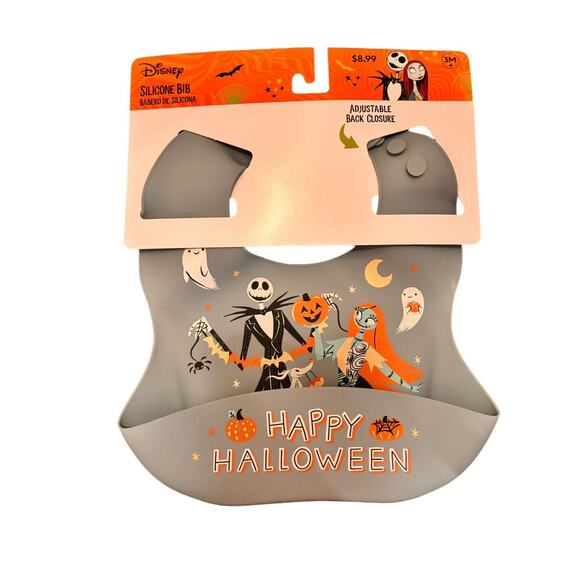 New The Nightmare Before Christmas Silicone Feeding Bib Gray Jack Skellington - Picture 1 of 2